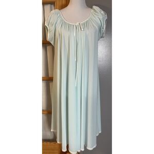 Vtg 90s Eve Stillman Nightgown Dress Sz M Blue Sheer Floral Lace Trim Classic
